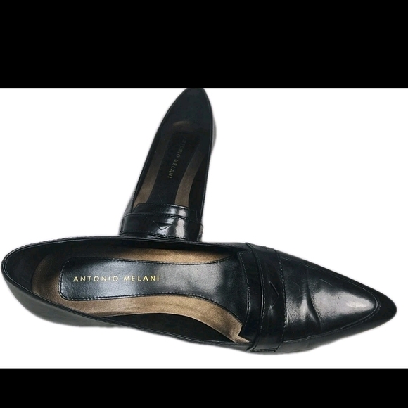 ANTONIO MELANI 🖤 Antonio Melani Blk Leather Loafer Pumps Sz 7 Work-to-Night[3A - Picture 6 of 9